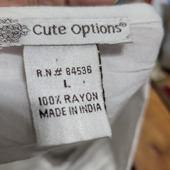 Cute Options White Lace Trim Midi Dress V- Neck  Large - Picture 14 of 14